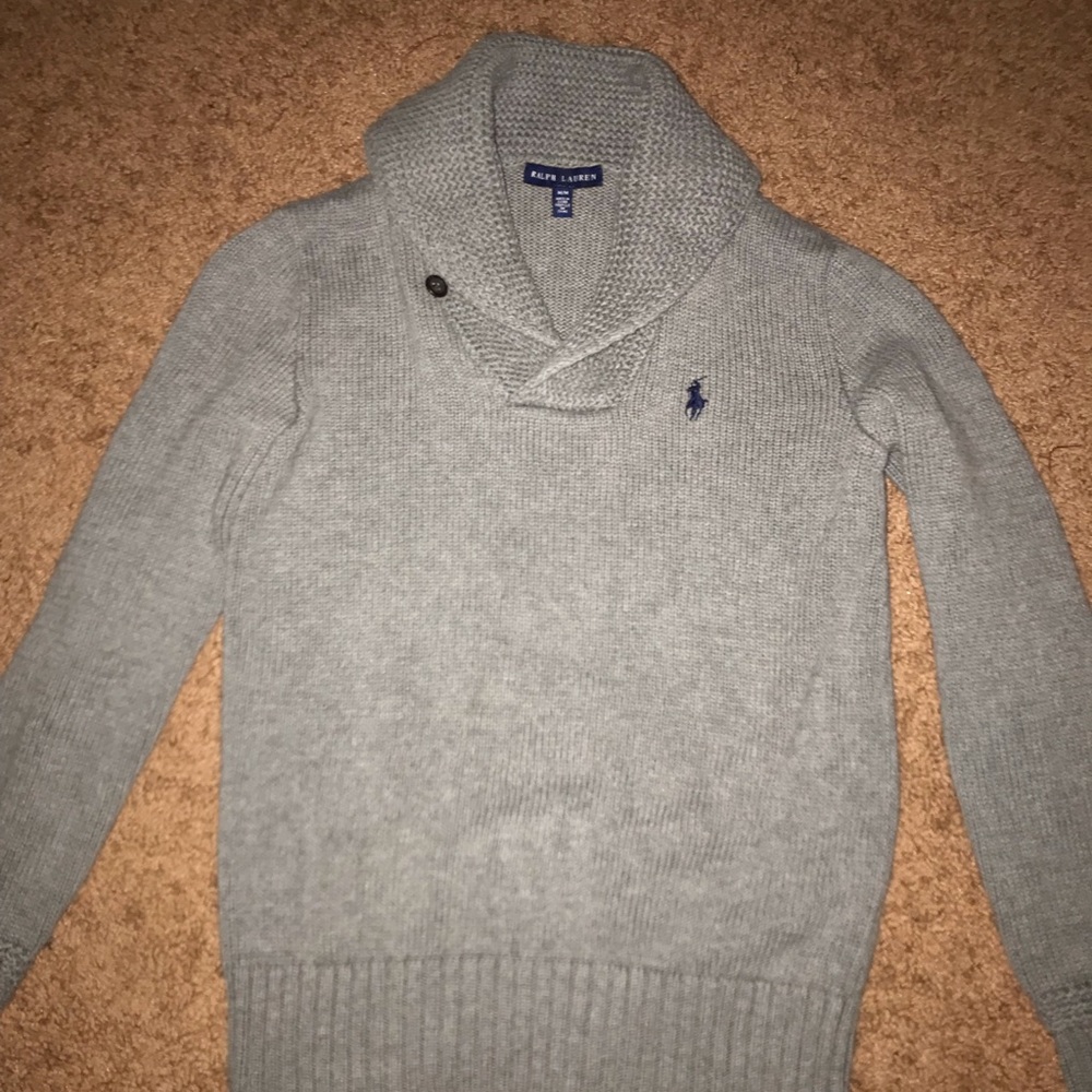 Grey knit collar chunky Knit sweater